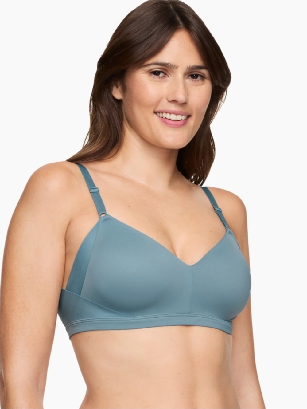 Warner's Smooth Wireless Bra in Dusty Teal Blue